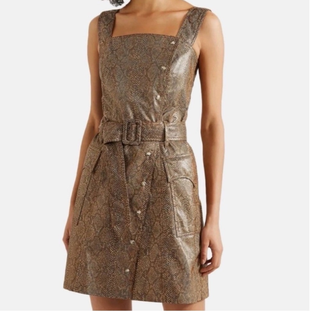 Nanushka Brown Snake-Print Belted Midi Dress